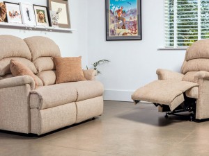 The waterfall back Albany design now available from Sherborne Upholstery as a 2 Seater Sofa, Chair and Recliner